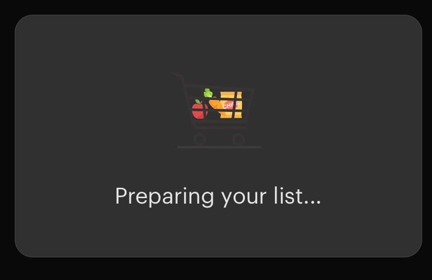 Screenshot showing Instacart grocery delivery order process