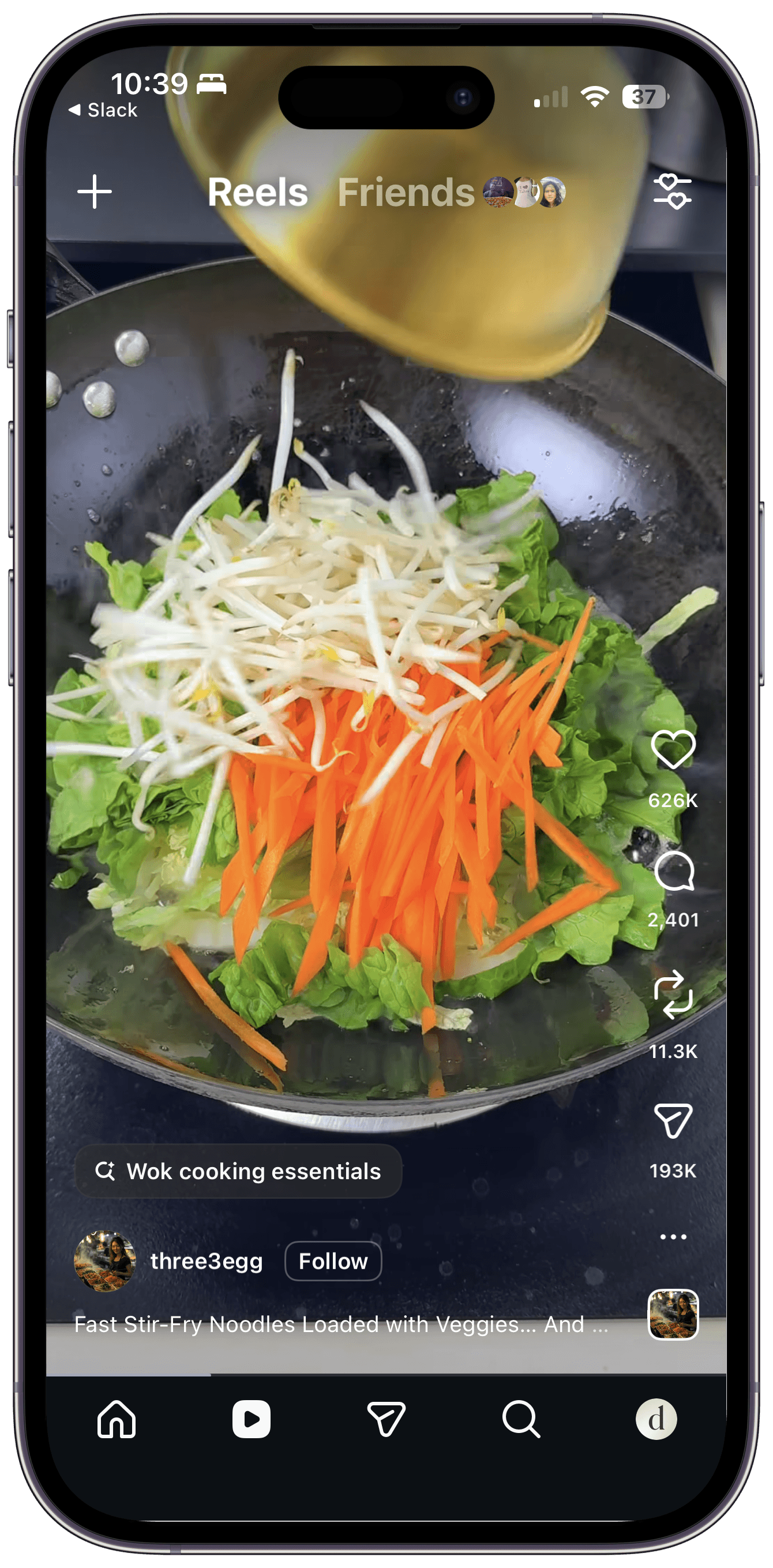 An Instagram recipe video with no text on screen — the kind of video Deglaze now describes with scene understanding.